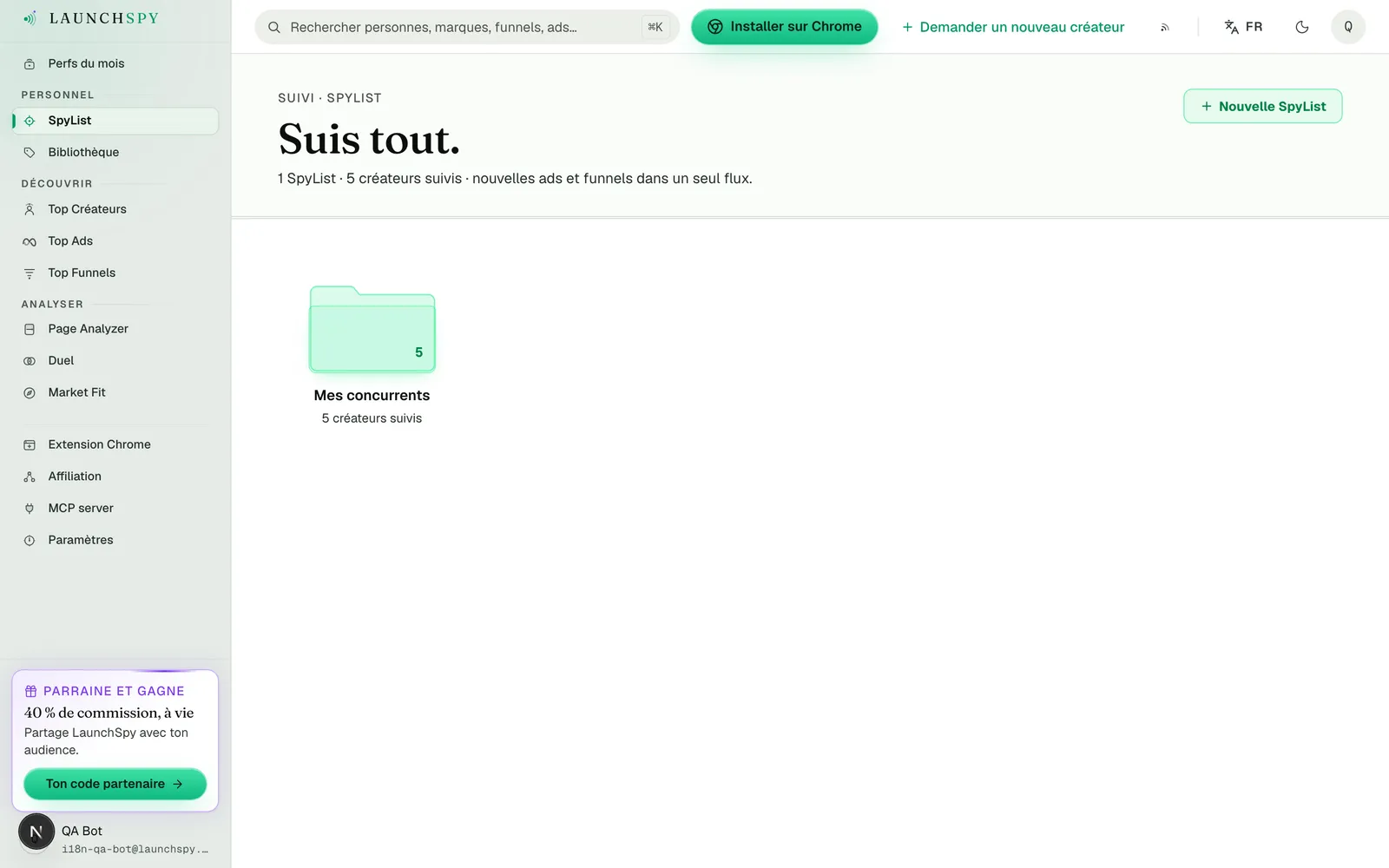 SpyList: the creators you follow, in a single feed